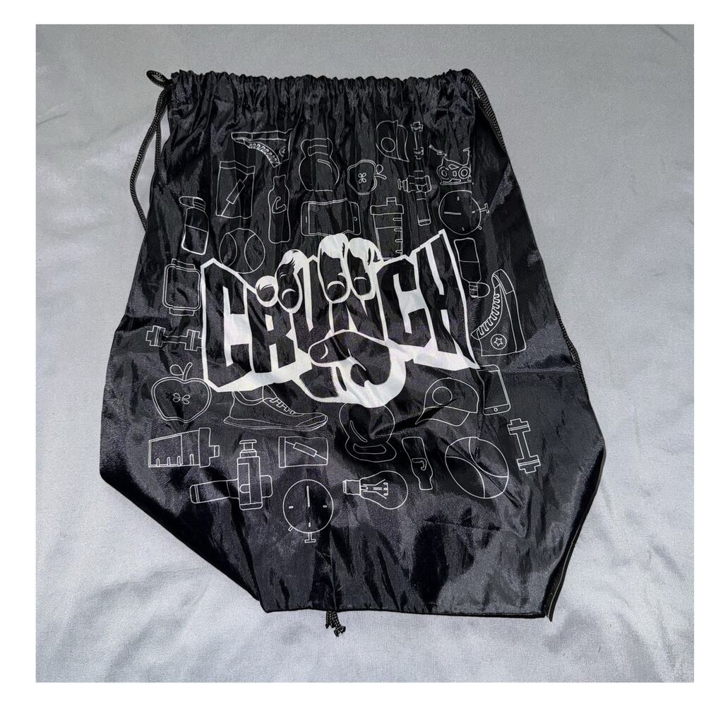 Crunch Drawstring Gym Bag Black Polyester for Gym & Training